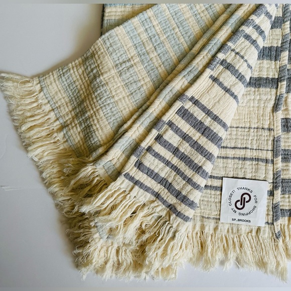 🎁Texteis Penedo Throw Blanket - Ombré Blue Stripe - Picture 5 of 9